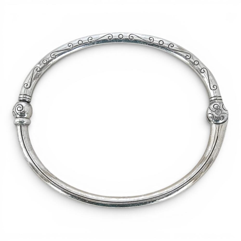 Brighton Charming Bangle JB1820 Silver Plated Hinged Charm Holder Bracelet